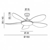 Smarti perenz Ventilatore da Soffitto LED CCT Bianco Opaco con Telecomando Perenz Ventilatori