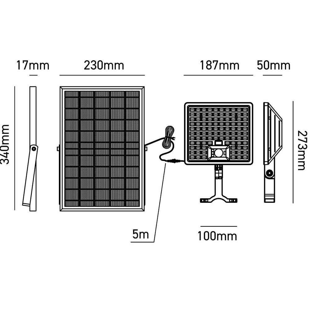 Proiettore Solare ricaricabile LED 30W- 4000K-4800lm IP65 - Batteria Litio Shot Lampade da esterno