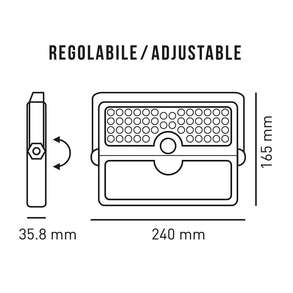 Proiettore Solare ricaricabile LED 6W- 3CCT-600lm IP65 - Batteria Litio